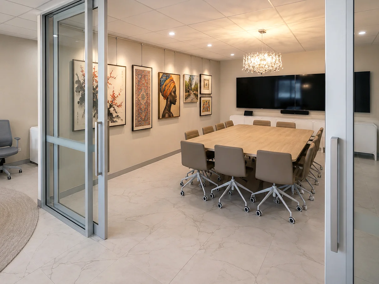 Luxury contemporary residential interior kitchen and lounge representing property standard excellence